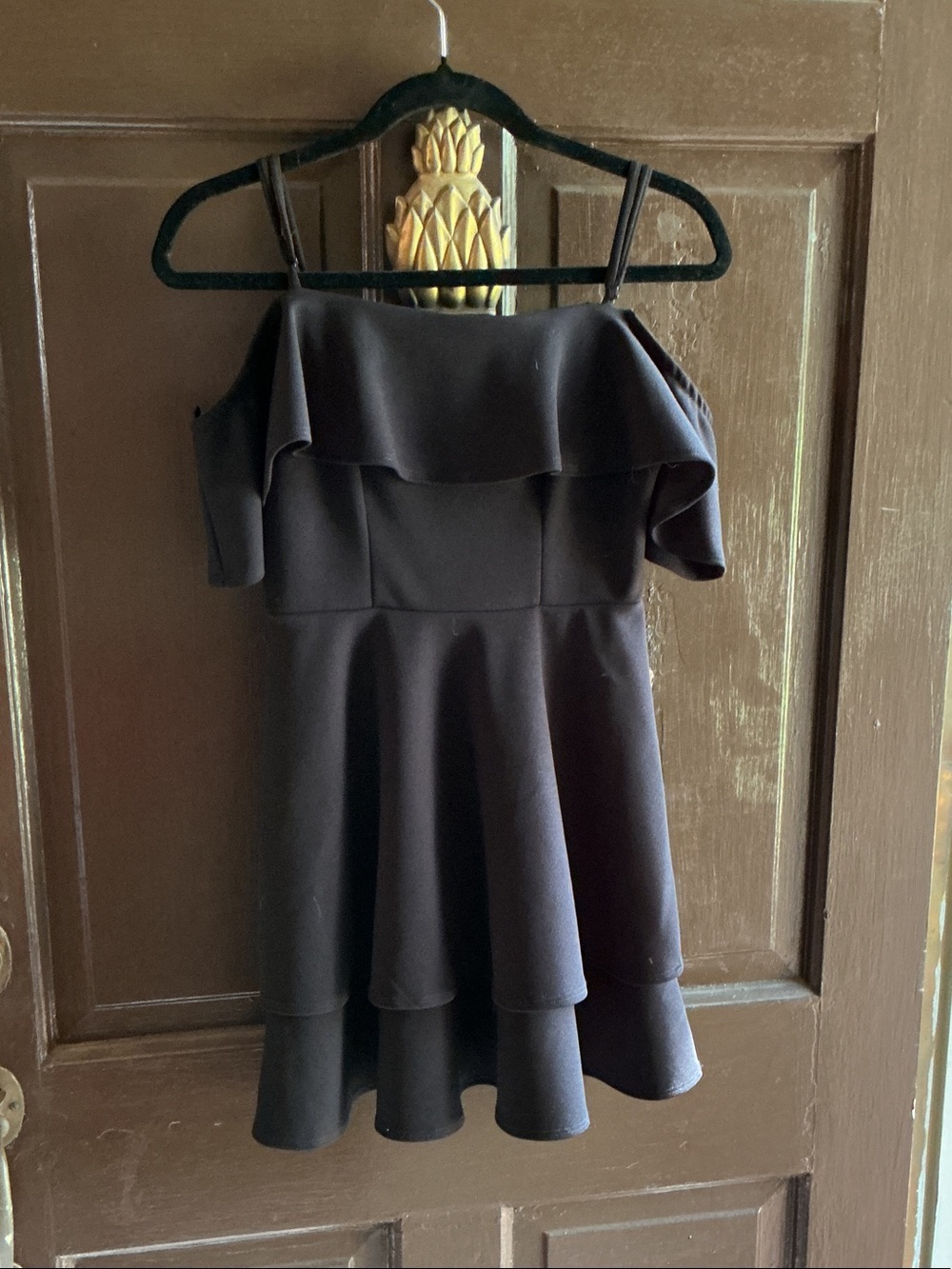 B Darlin Black Off-Shoulder Ruffle Party Dress